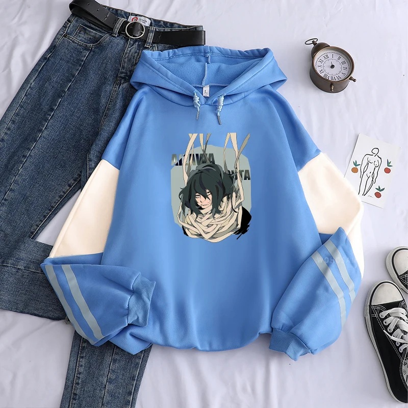 Fashion Harajuku Anime My Hero Academia Hoodies Men Funny Cartoon Aizawa Shouta Streetwear Male Winter Warm Oversized Sweatshirt