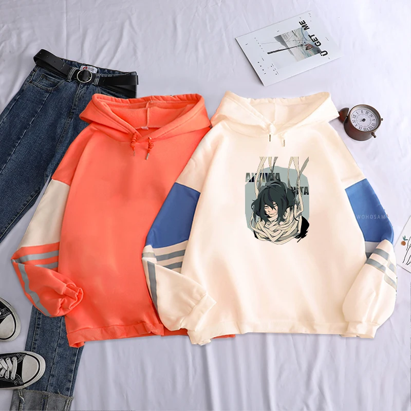 Fashion Harajuku Anime My Hero Academia Hoodies Men Funny Cartoon Aizawa Shouta Streetwear Male Winter Warm Oversized Sweatshirt
