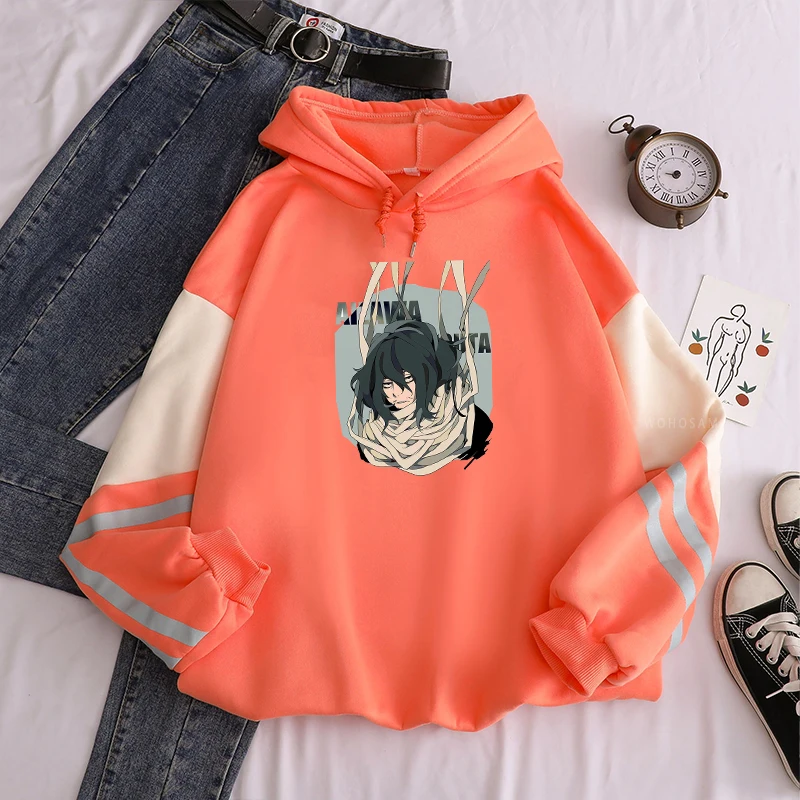 Fashion Harajuku Anime My Hero Academia Hoodies Men Funny Cartoon Aizawa Shouta Streetwear Male Winter Warm Oversized Sweatshirt