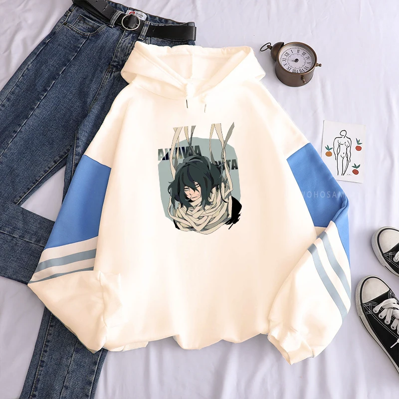 Fashion Harajuku Anime My Hero Academia Hoodies Men Funny Cartoon Aizawa Shouta Streetwear Male Winter Warm Oversized Sweatshirt