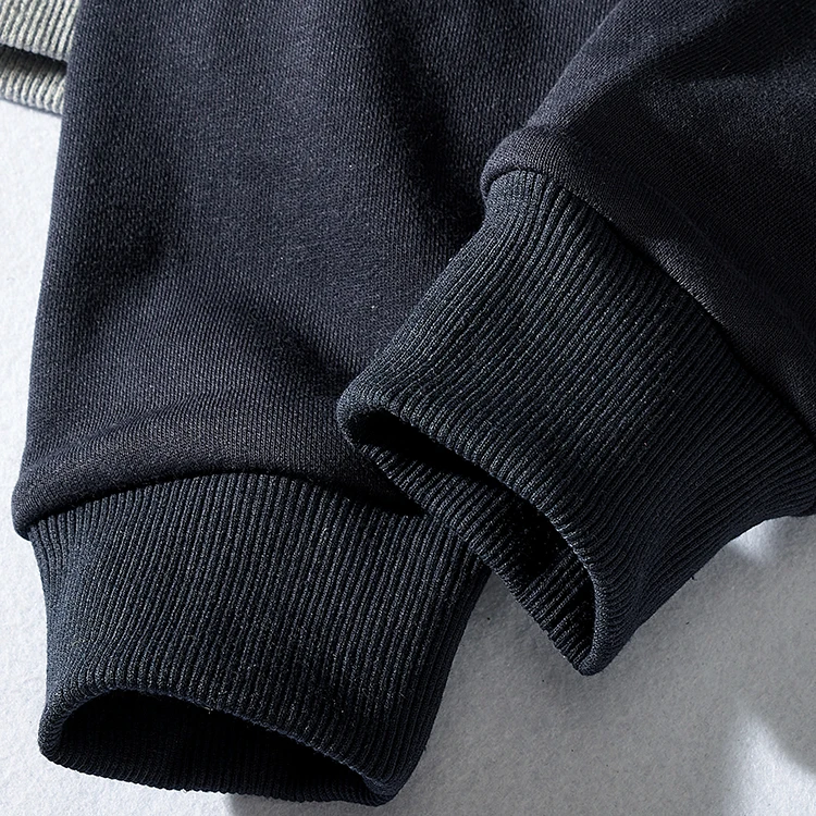 American Terry Contrast Stitching Hoodies Men's Pure Cotton Washed Old O-neck Pullover Knitted Raglan Sleeve Casual Sweatshirts