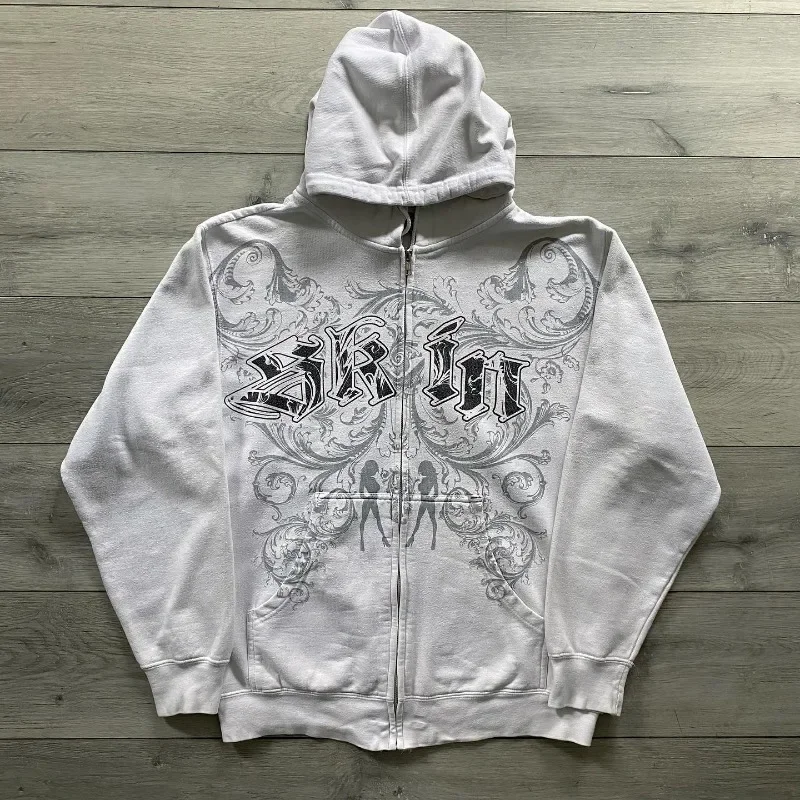 Trendy brand hooded men's and women's letter printed hoodies American high street retro street loose thickened sweatshirt tops