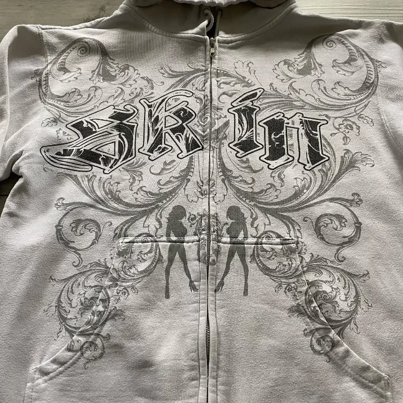 Trendy brand hooded men's and women's letter printed hoodies American high street retro street loose thickened sweatshirt tops