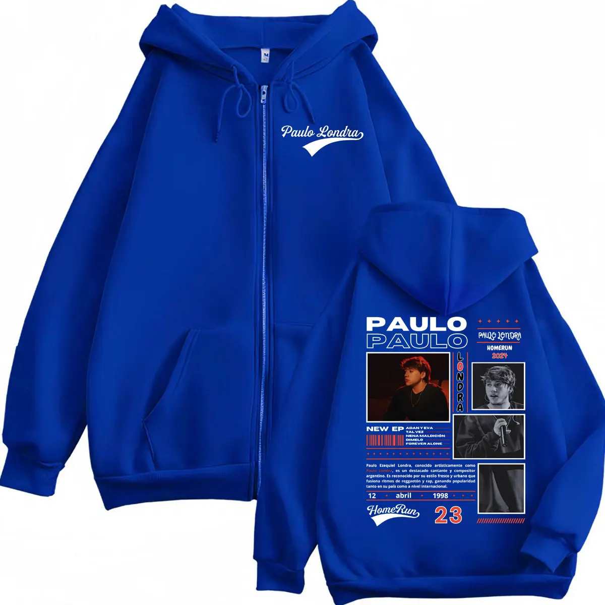Rapper Paulo Londra Homerun Album Merch Hoodie Harajuku Hip Hop Pop Music Zip Up Sweatshirt Men Women Vintage Fashion Pullovers