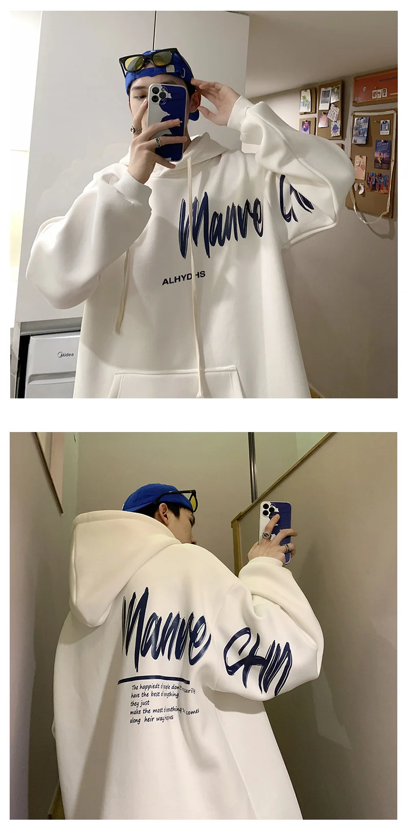 Men's Oversized Hoodie White With Hat 5XL Hoodies Oversize for Men Funny Letter Print Man Casual Wear Hoody Male Sweatshirt