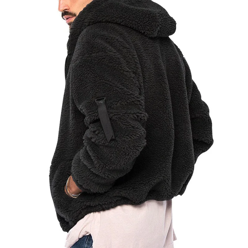 Men Fleece Hoodie Coats Autumn Winter Male Warm Hoody Zip Up Loose Sweatshirt Coats Outwear FYY-90094