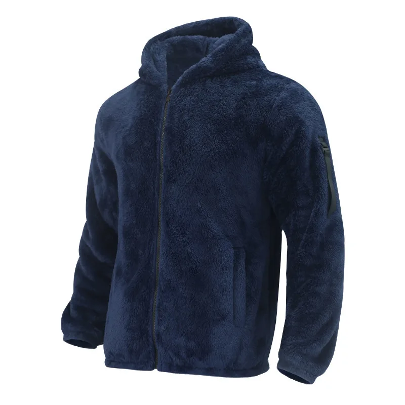 Men Fleece Hoodie Coats Autumn Winter Male Warm Hoody Zip Up Loose Sweatshirt Coats Outwear FYY-90094