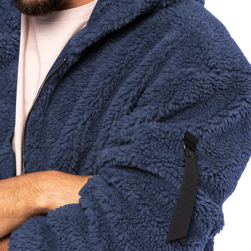 Men Fleece Hoodie Coats Autumn Winter Male Warm Hoody Zip Up Loose Sweatshirt Coats Outwear FYY-90094
