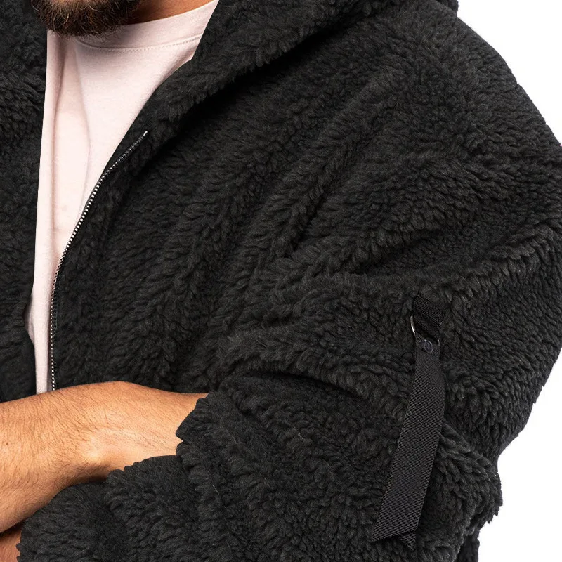 Men Fleece Hoodie Coats Autumn Winter Male Warm Hoody Zip Up Loose Sweatshirt Coats Outwear FYY-90094