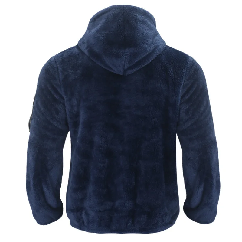 Men Fleece Hoodie Coats Autumn Winter Male Warm Hoody Zip Up Loose Sweatshirt Coats Outwear FYY-90094