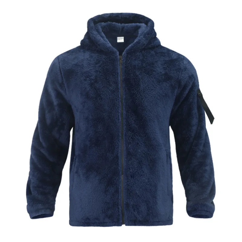 Men Fleece Hoodie Coats Autumn Winter Male Warm Hoody Zip Up Loose Sweatshirt Coats Outwear FYY-90094