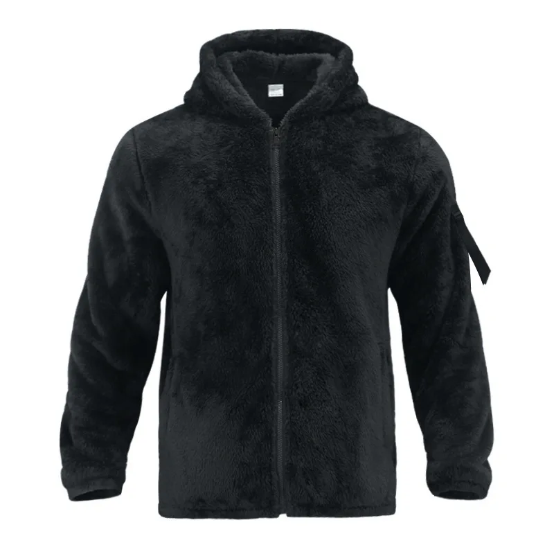 Men Fleece Hoodie Coats Autumn Winter Male Warm Hoody Zip Up Loose Sweatshirt Coats Outwear FYY-90094