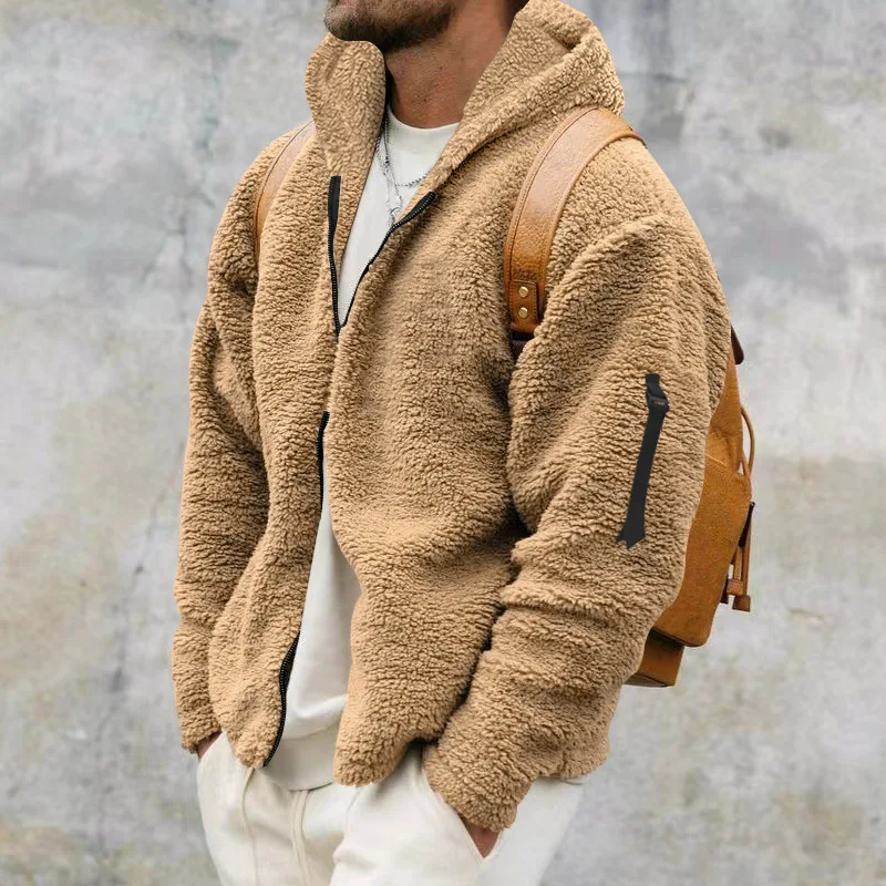 Men Fleece Hoodie Coats Autumn Winter Male Warm Hoody Zip Up Loose Sweatshirt Coats Outwear FYY-90094