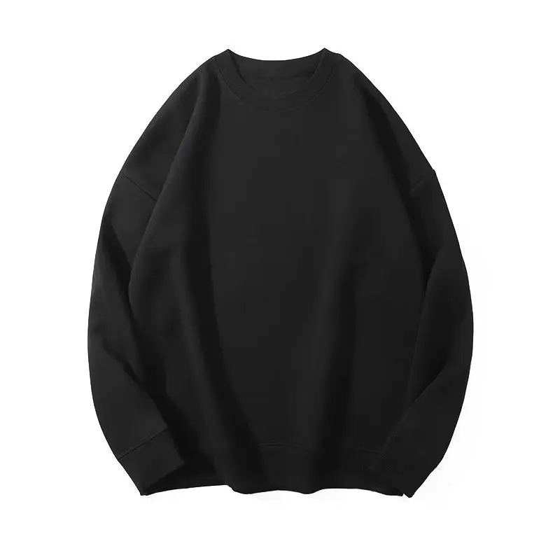 2026 Burgundy 500g Heavyweight Fleece-Lined Crew Neck Sweatshirt Unisex Autumn Winter Base Shirt Pullover Loose Top