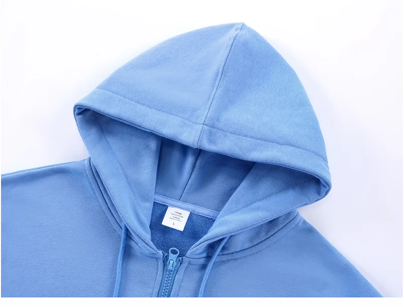 Fashion Zipper Hoodie Custom Design 100% Cotton Sweatshirt Embroidery Company Logo Thin Solid Color Hoodie Printing Text Pattern