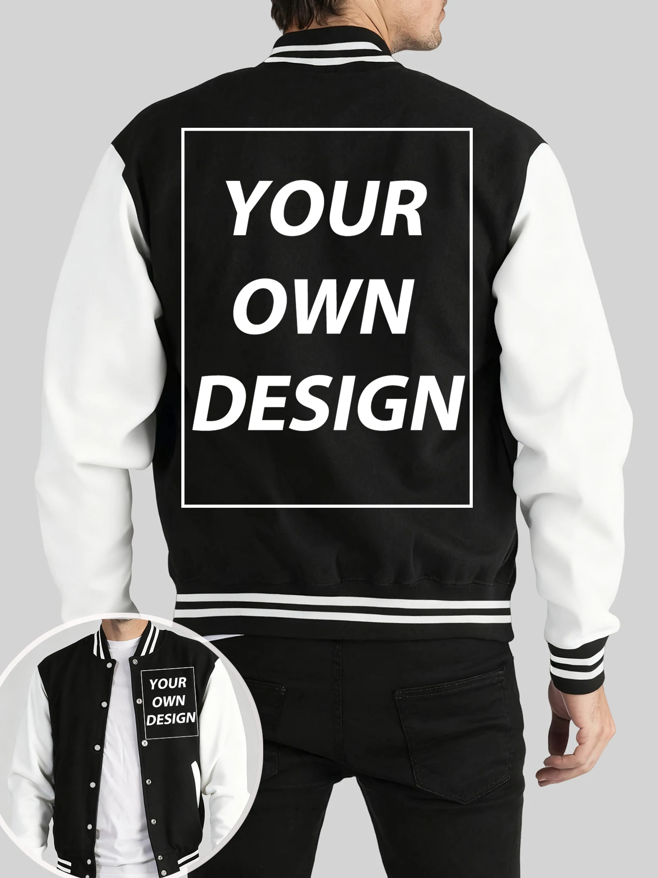 Autumn Winter Men Personalized Custom Your Logo Street Casual Baseball Jackets Classic Oversized Outwear Loose Sport Button Tops