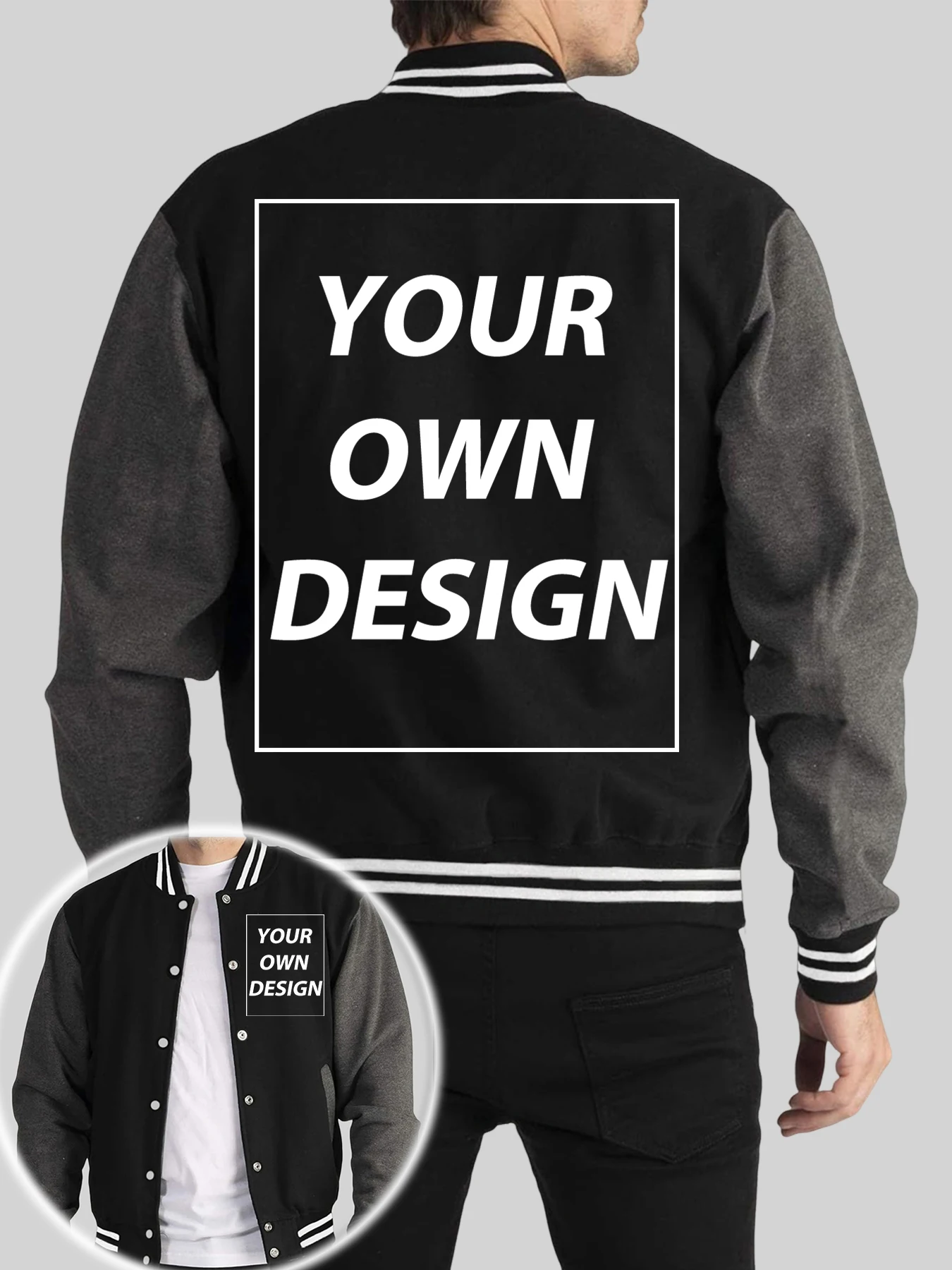 Autumn Winter Men Personalized Custom Your Logo Street Casual Baseball Jackets Classic Oversized Outwear Loose Sport Button Tops