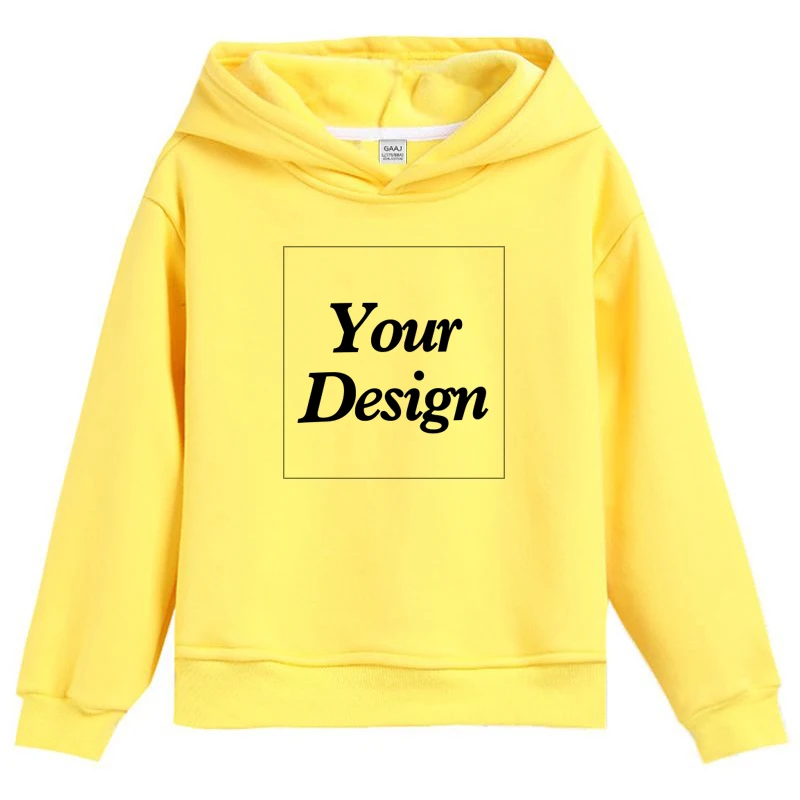 Premium Custom Kids Hoodie 100% Cotton Sweatshirts Print Your Design Text Picture Toddler Boy Girl Thick Fleece Clothing 400gsm