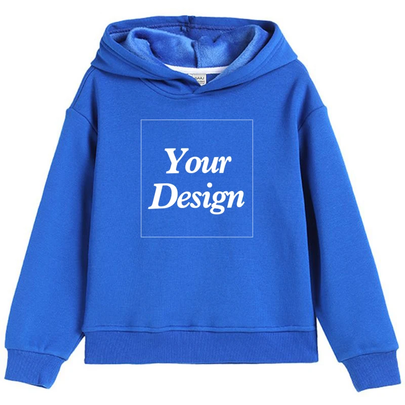 Premium Custom Kids Hoodie 100% Cotton Sweatshirts Print Your Design Text Picture Toddler Boy Girl Thick Fleece Clothing 400gsm