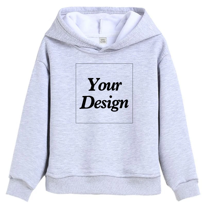 Premium Custom Kids Hoodie 100% Cotton Sweatshirts Print Your Design Text Picture Toddler Boy Girl Thick Fleece Clothing 400gsm