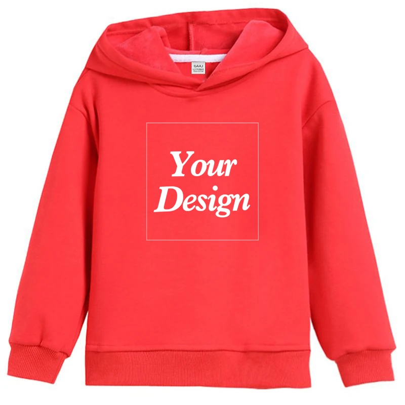 Premium Custom Kids Hoodie 100% Cotton Sweatshirts Print Your Design Text Picture Toddler Boy Girl Thick Fleece Clothing 400gsm
