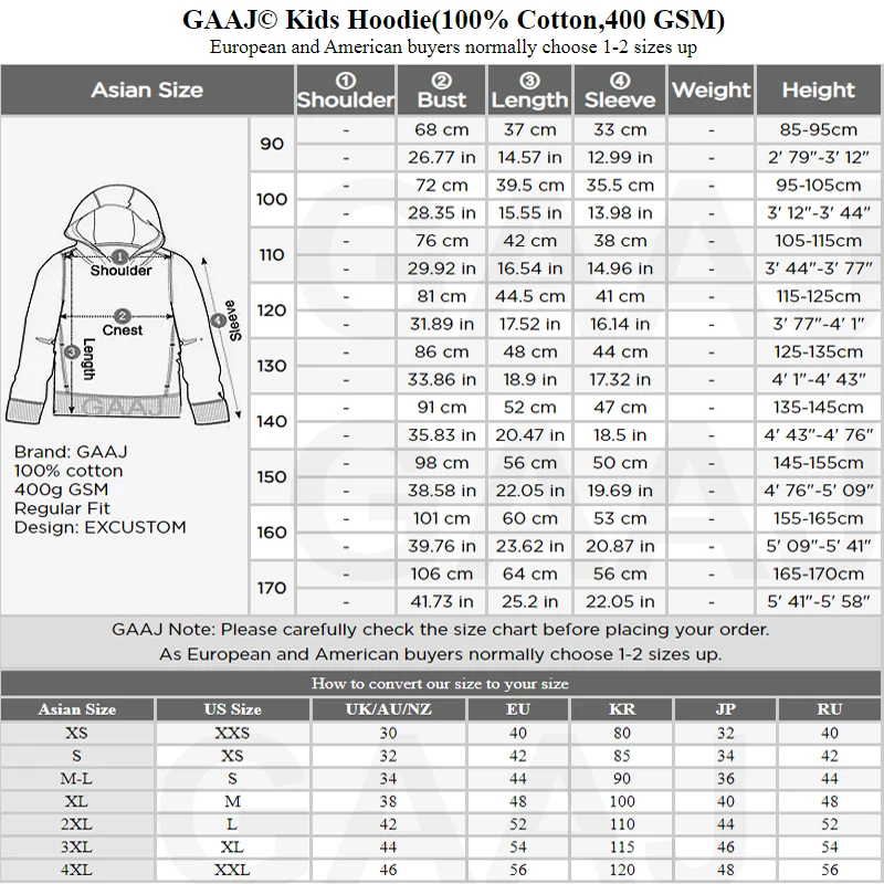 Premium Custom Kids Hoodie 100% Cotton Sweatshirts Print Your Design Text Picture Toddler Boy Girl Thick Fleece Clothing 400gsm