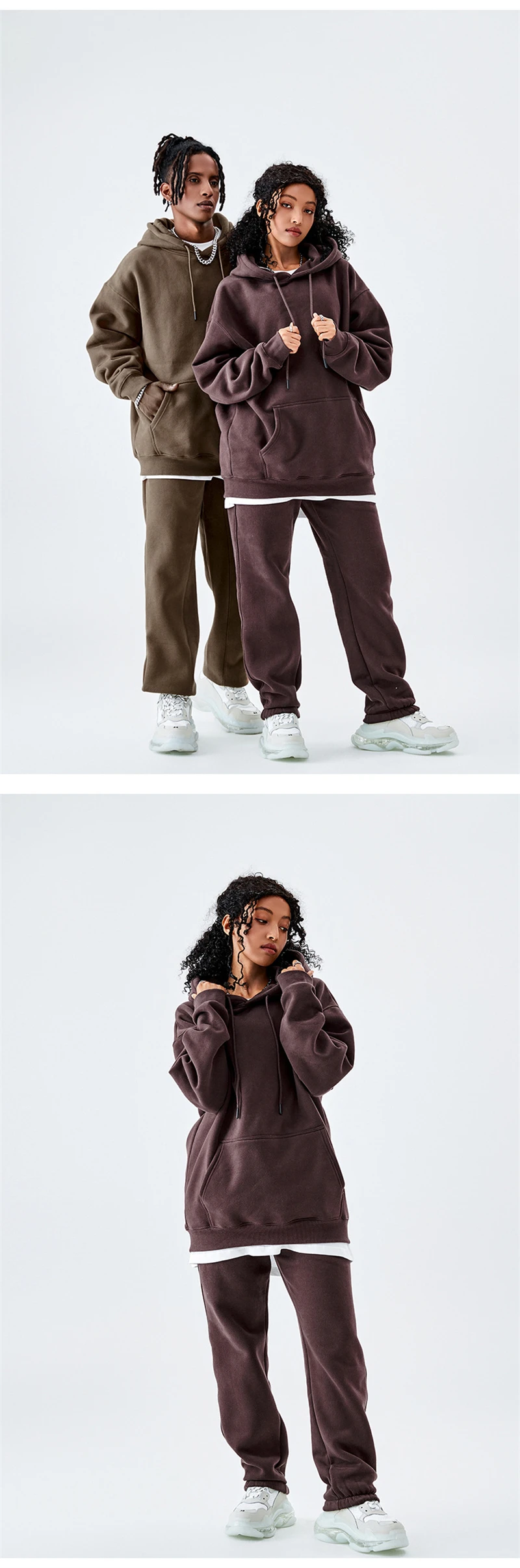ZODF Casual Winter Men 350gsm Fleece Hoodies Unisex Women Loose Warm Solid Hooded Sweatshirts Pullovers 18 Colors HY0728