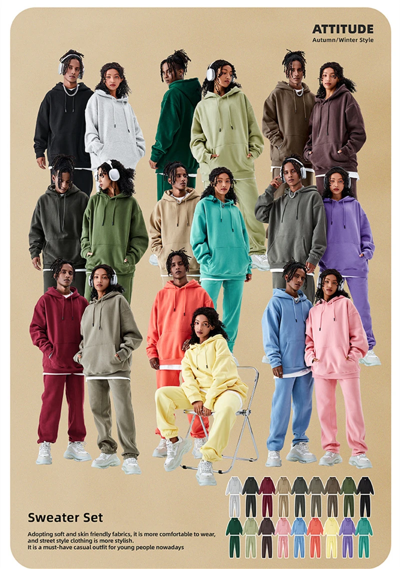 ZODF Casual Winter Men 350gsm Fleece Hoodies Unisex Women Loose Warm Solid Hooded Sweatshirts Pullovers 18 Colors HY0728