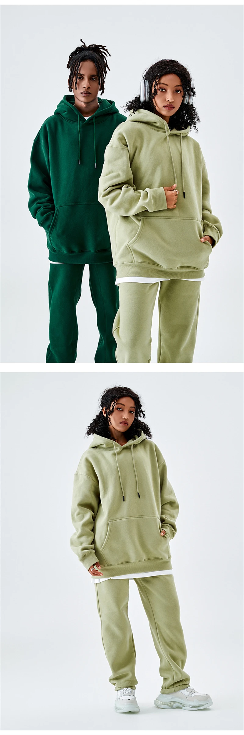 ZODF Casual Winter Men 350gsm Fleece Hoodies Unisex Women Loose Warm Solid Hooded Sweatshirts Pullovers 18 Colors HY0728