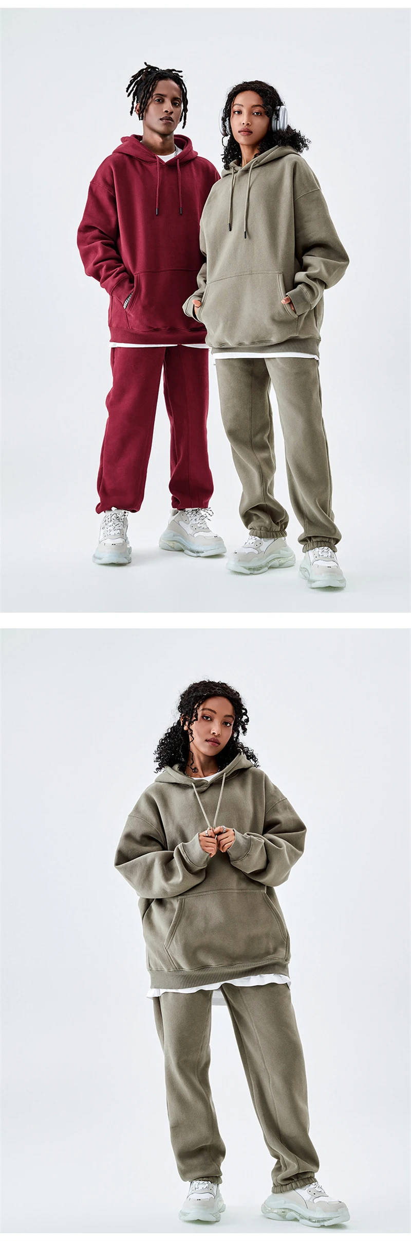 ZODF Casual Winter Men 350gsm Fleece Hoodies Unisex Women Loose Warm Solid Hooded Sweatshirts Pullovers 18 Colors HY0728