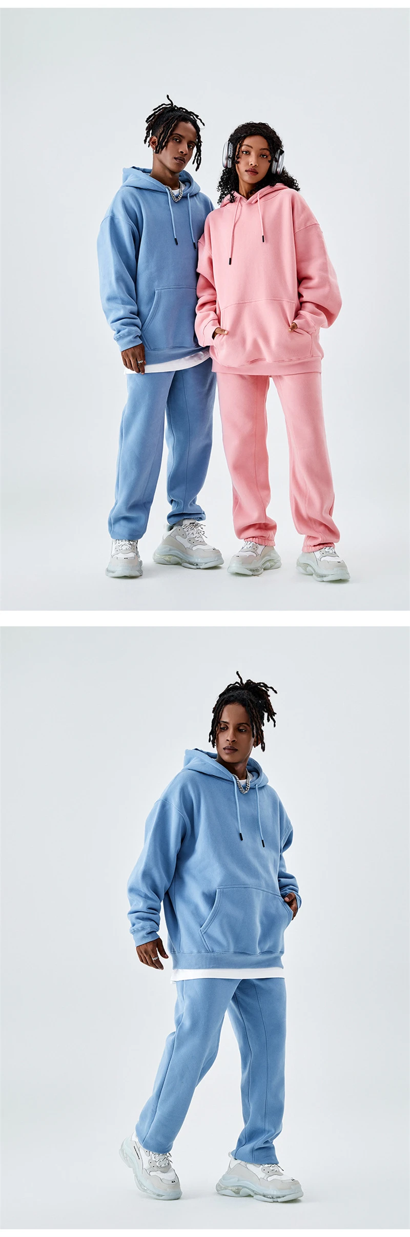 ZODF Casual Winter Men 350gsm Fleece Hoodies Unisex Women Loose Warm Solid Hooded Sweatshirts Pullovers 18 Colors HY0728