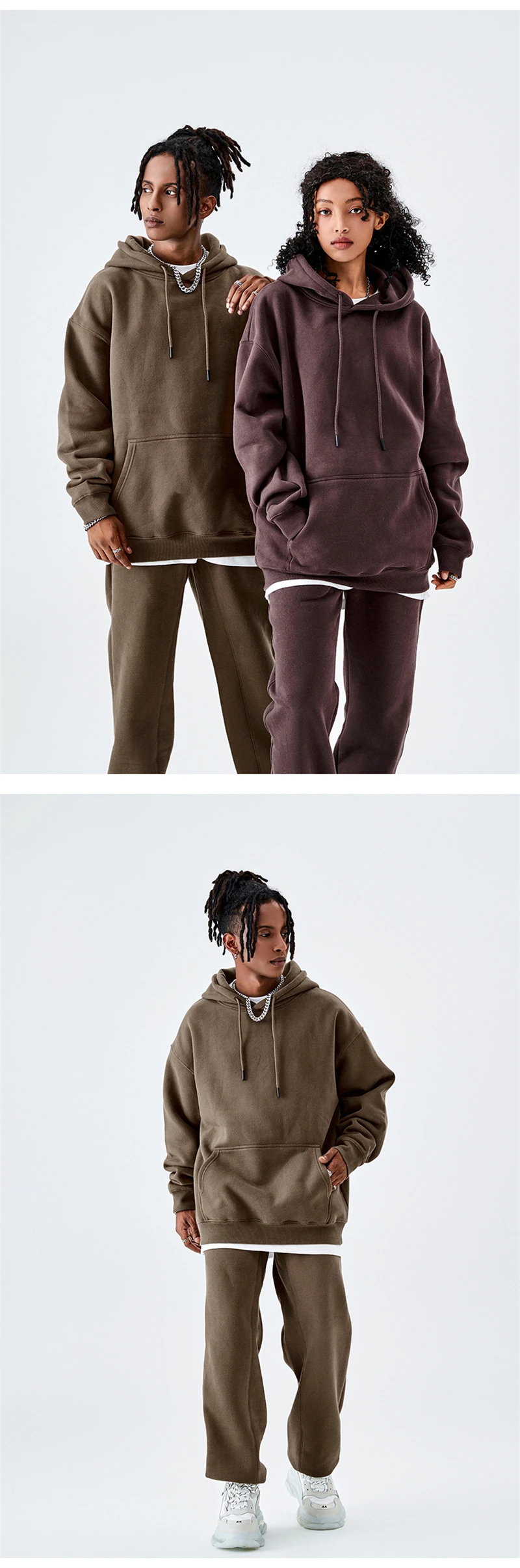 ZODF Casual Winter Men 350gsm Fleece Hoodies Unisex Women Loose Warm Solid Hooded Sweatshirts Pullovers 18 Colors HY0728