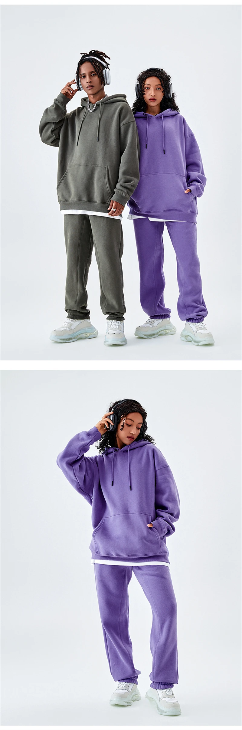 ZODF Casual Winter Men 350gsm Fleece Hoodies Unisex Women Loose Warm Solid Hooded Sweatshirts Pullovers 18 Colors HY0728