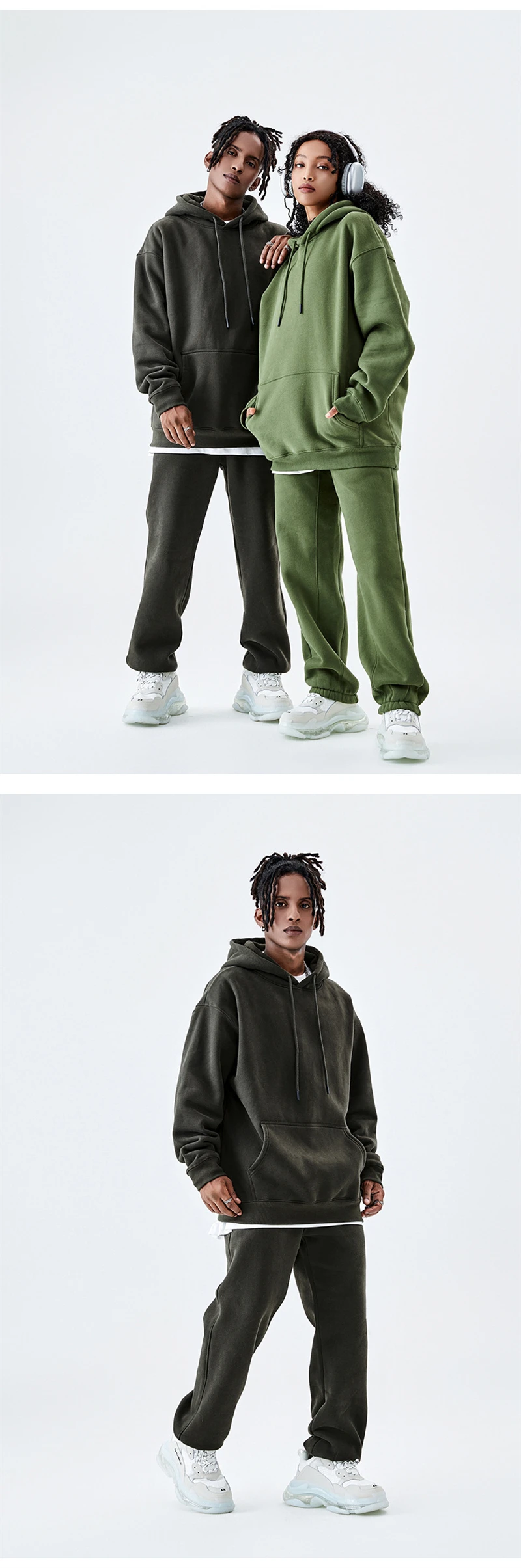 ZODF Casual Winter Men 350gsm Fleece Hoodies Unisex Women Loose Warm Solid Hooded Sweatshirts Pullovers 18 Colors HY0728