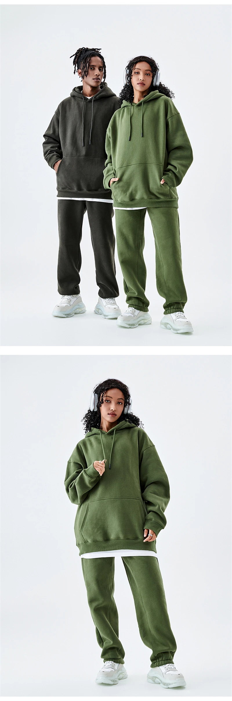 ZODF Casual Winter Men 350gsm Fleece Hoodies Unisex Women Loose Warm Solid Hooded Sweatshirts Pullovers 18 Colors HY0728