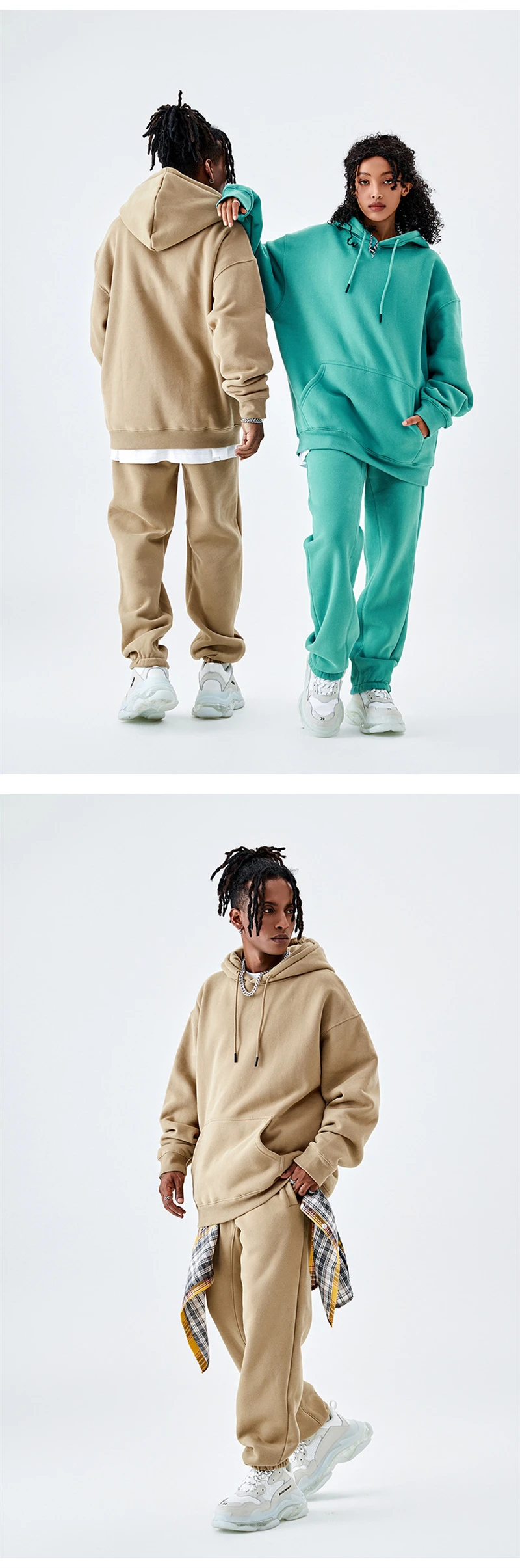 ZODF Casual Winter Men 350gsm Fleece Hoodies Unisex Women Loose Warm Solid Hooded Sweatshirts Pullovers 18 Colors HY0728