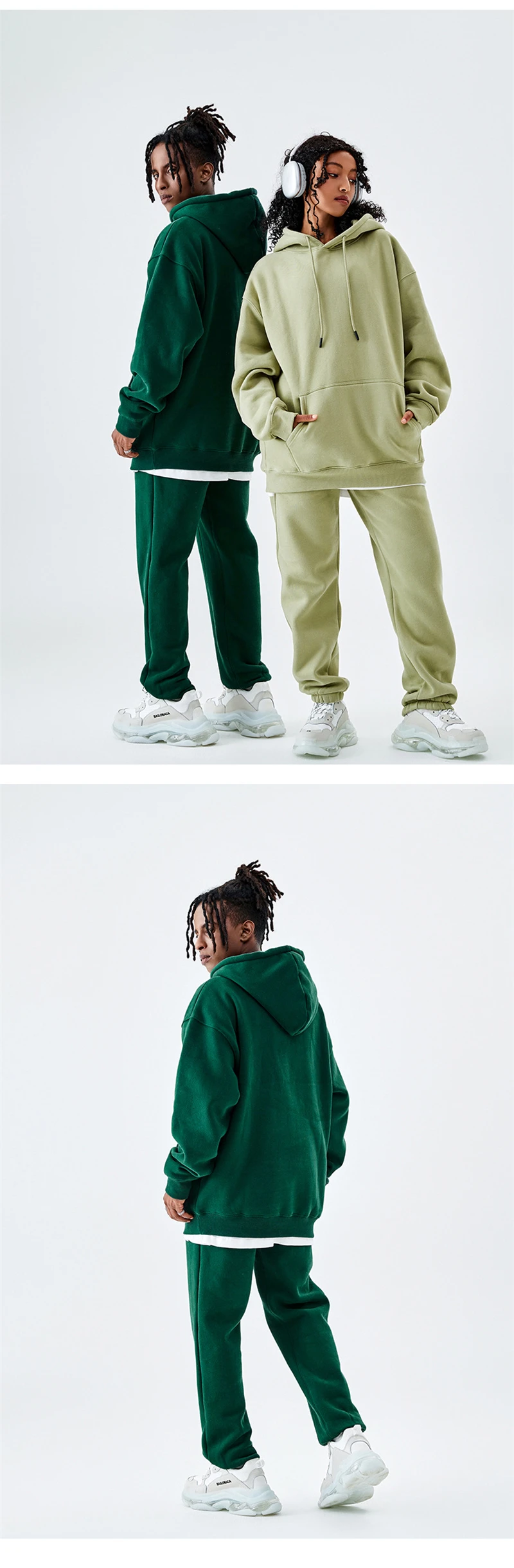 ZODF Casual Winter Men 350gsm Fleece Hoodies Unisex Women Loose Warm Solid Hooded Sweatshirts Pullovers 18 Colors HY0728