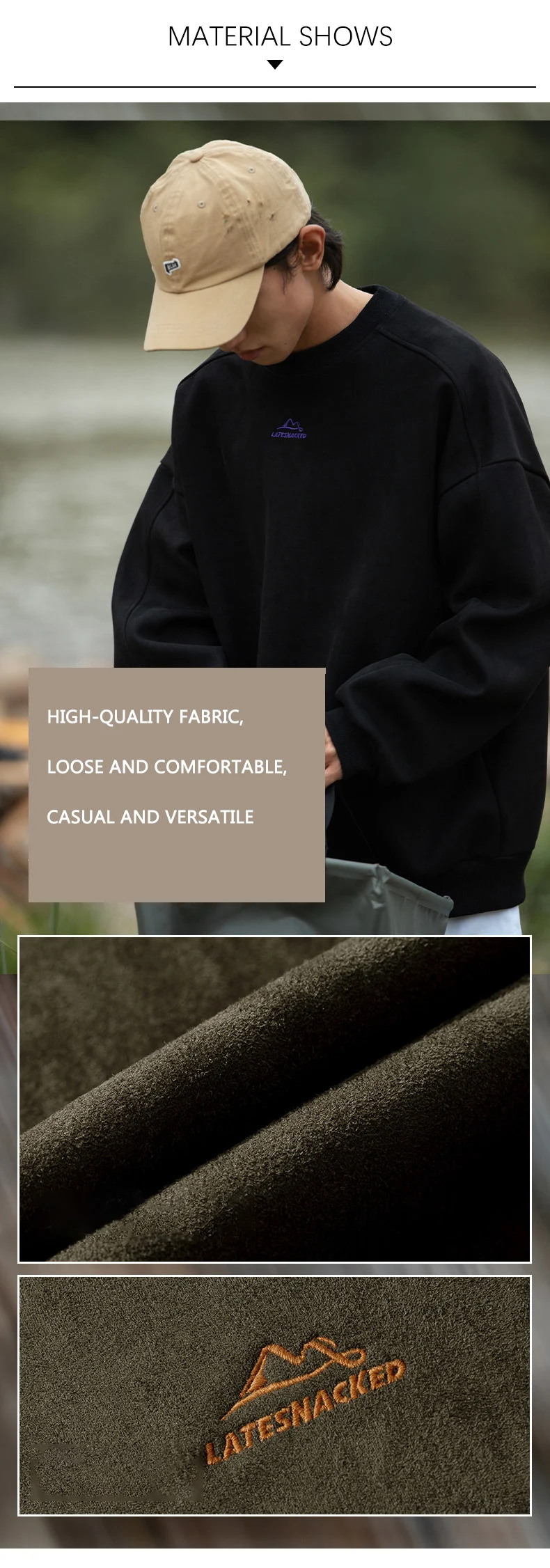 TFETTERS Autumn Winter Suede Sweatshirt Men SLong Sleeved 2026 Solid Color O Neck Retro Baggy Pullovers Fashion Couple Outfits
