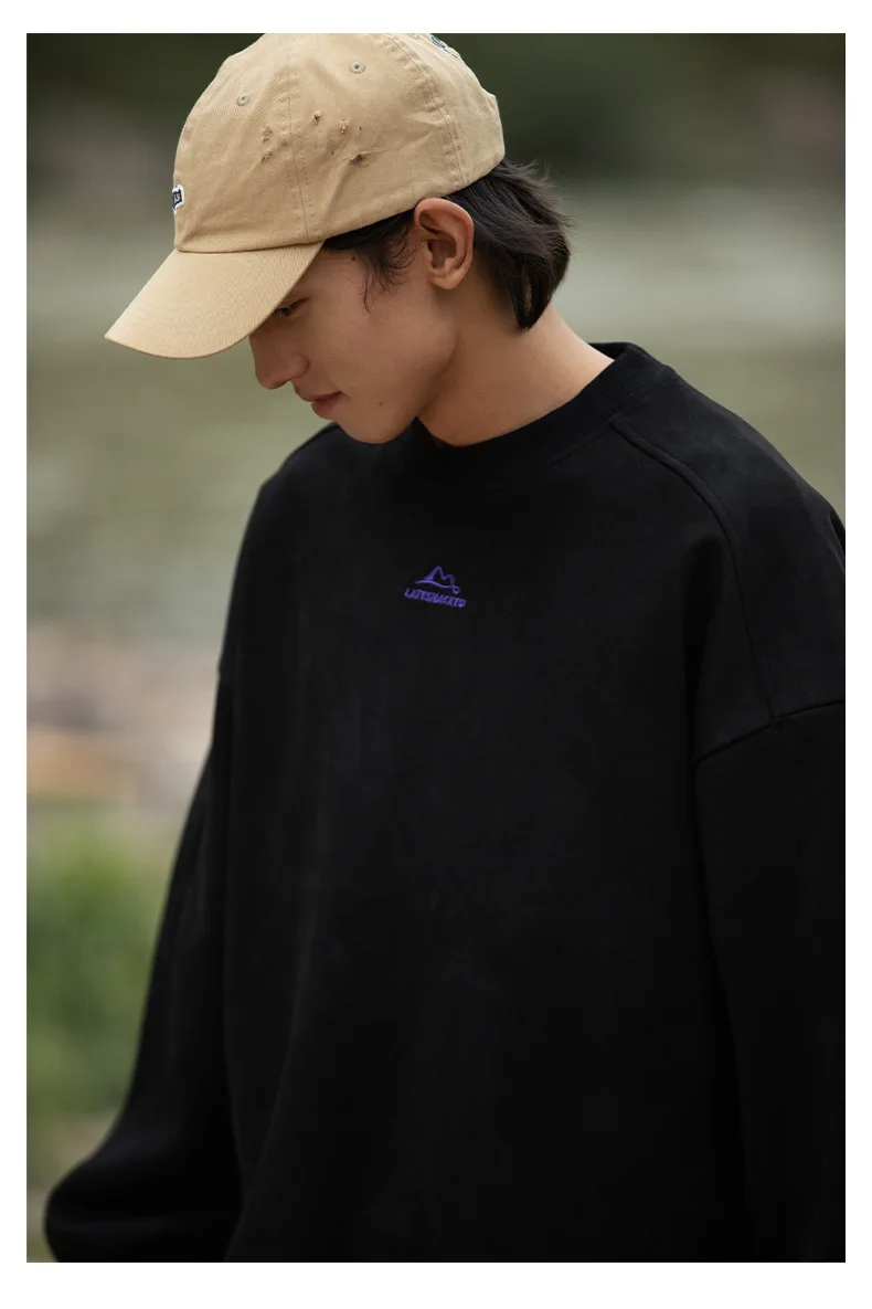 TFETTERS Autumn Winter Suede Sweatshirt Men SLong Sleeved 2026 Solid Color O Neck Retro Baggy Pullovers Fashion Couple Outfits