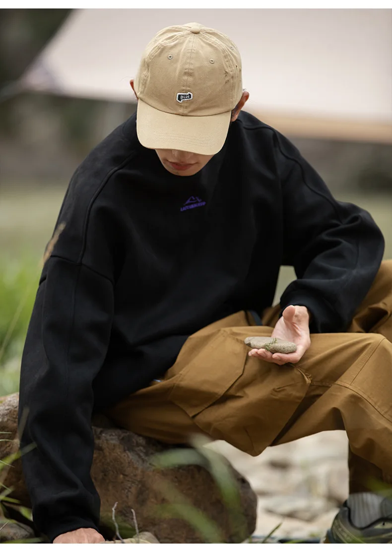 TFETTERS Autumn Winter Suede Sweatshirt Men SLong Sleeved 2026 Solid Color O Neck Retro Baggy Pullovers Fashion Couple Outfits