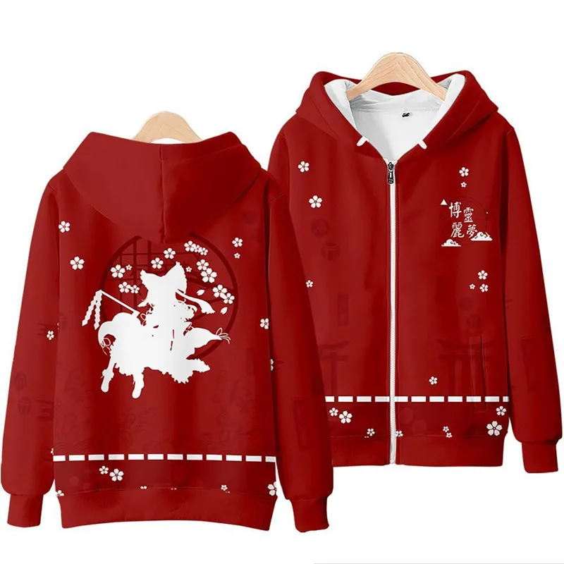 Japanese Anime Touhou Project Zipper Sweatshirt Unisex Long Sleeve Women Men Hoodie Harajuku Streetwear Clothes Cosplay Costume