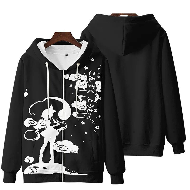 Japanese Anime Touhou Project Zipper Sweatshirt Unisex Long Sleeve Women Men Hoodie Harajuku Streetwear Clothes Cosplay Costume
