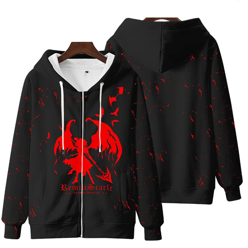 Japanese Anime Touhou Project Zipper Sweatshirt Unisex Long Sleeve Women Men Hoodie Harajuku Streetwear Clothes Cosplay Costume