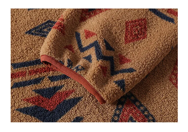 Autumn Winter Men's FleeceThicken Stand Collar Sweater Printed Knit Sweater Base Pullovers Printing Hoodie