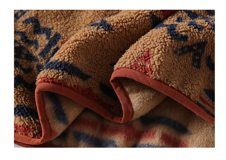 Autumn Winter Men's FleeceThicken Stand Collar Sweater Printed Knit Sweater Base Pullovers Printing Hoodie