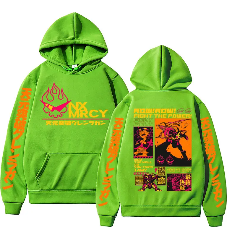 Japan Anime Tengen Toppa Gurren Lagann Print Hoodies Cartoon Style Hoodies Men Women Fashion Casual Loose Sweatshirt Streetwear