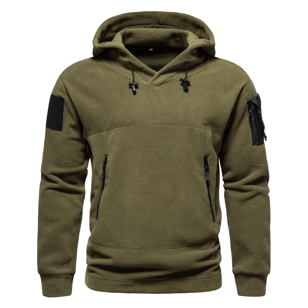 2025 Men's Thick Polar Fleece Sweatshirt Autumn Winter Men Hood Sports Black Windproof Oversized Hoodie Male Streetwear Hoody