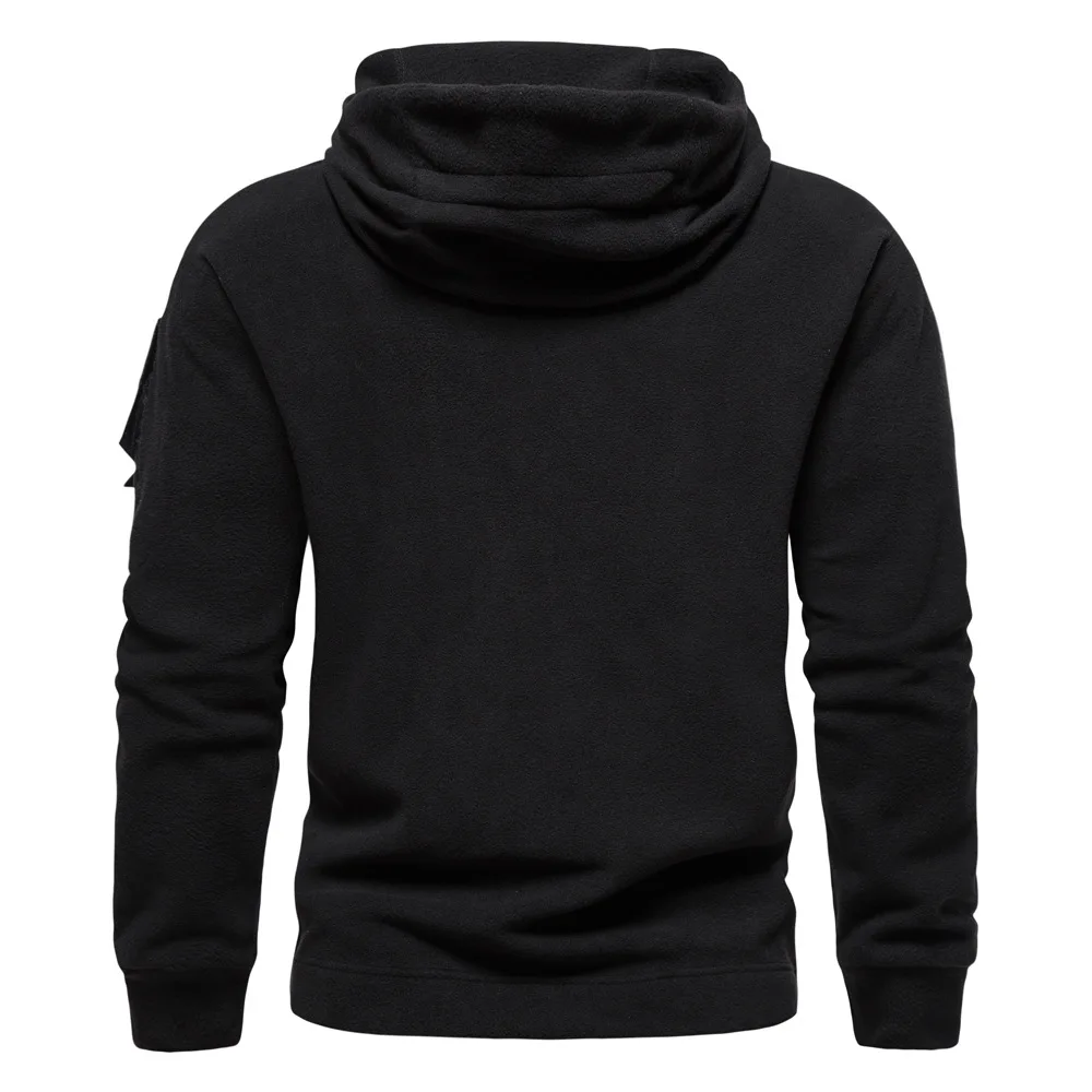2025 Men's Thick Polar Fleece Sweatshirt Autumn Winter Men Hood Sports Black Windproof Oversized Hoodie Male Streetwear Hoody