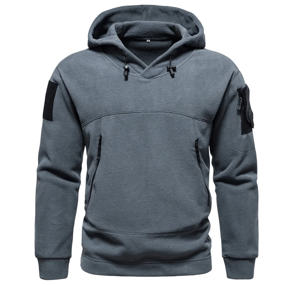 2025 Men's Thick Polar Fleece Sweatshirt Autumn Winter Men Hood Sports Black Windproof Oversized Hoodie Male Streetwear Hoody