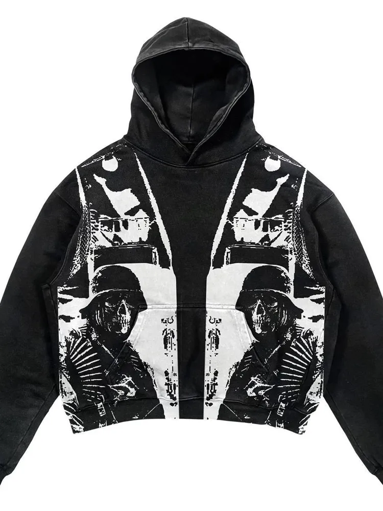 Autumn and Spring New Fashion Trend Print American Vintage Hoodie Men's Casual Loose Sports High Quality Plus Size Jacket M-6XL